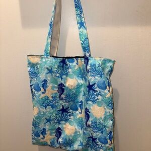 Custom Beach Sea Life Tote Bag Lined Book Grocery Bag Reusable